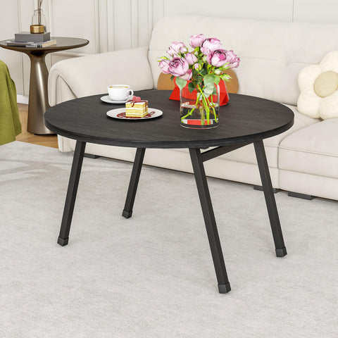 BOPRHOM Folding Coffee Table,Round Coffee Tables for Living Room/Bedroom,Space Saving Small Foldable Coffee Tables,Tea Table Side Table Center Table