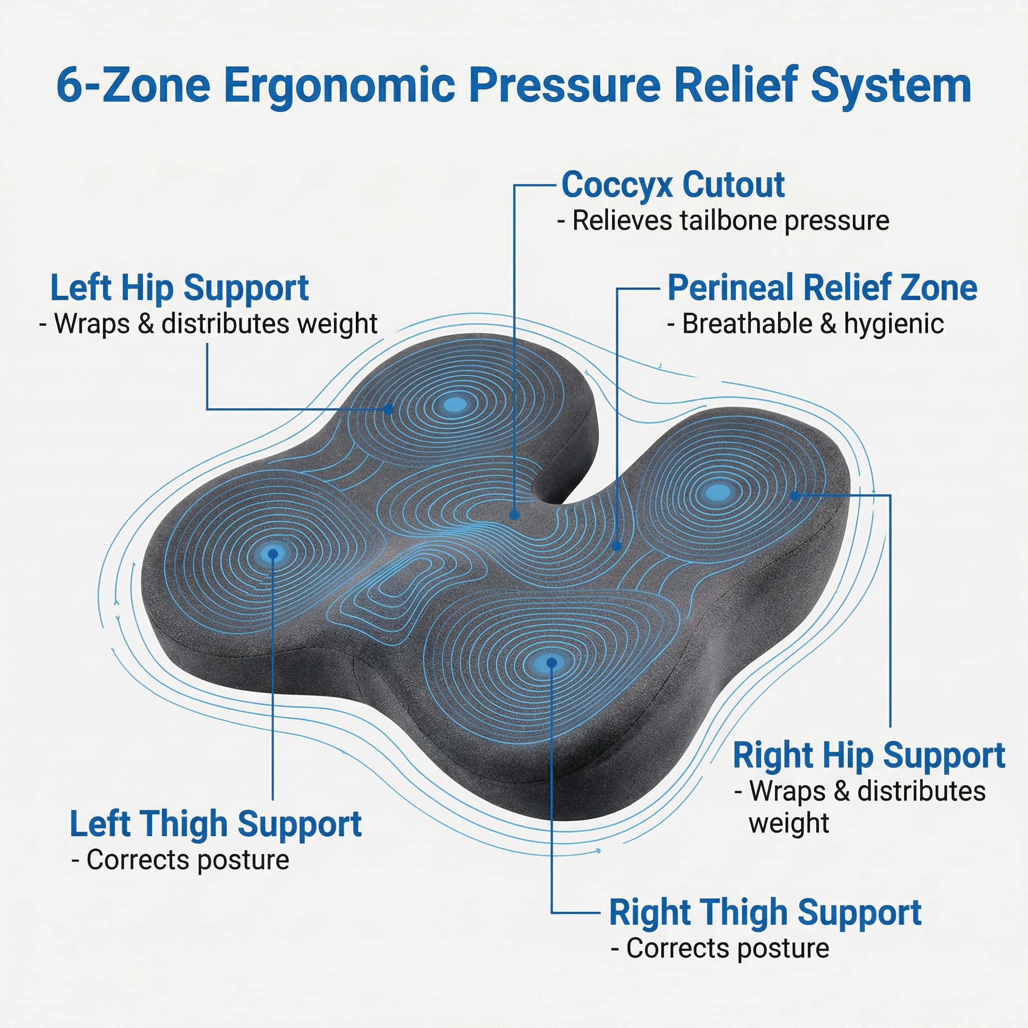 Sennycat Memory Foam Seat Cushion for Office Chair, Ergonomic Coccyx Support for Tailbone Pain Relief, Car Seat Pad