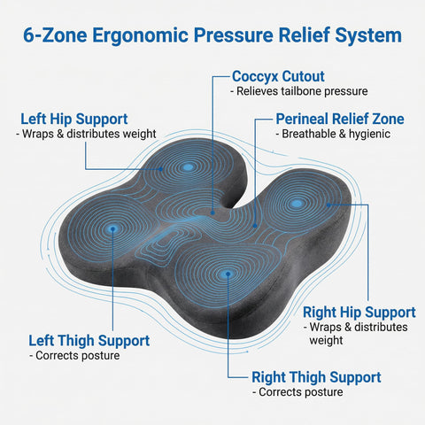 Sennycat Memory Foam Seat Cushion for Office Chair, Ergonomic Coccyx Support for Tailbone Pain Relief, Car Seat Pad