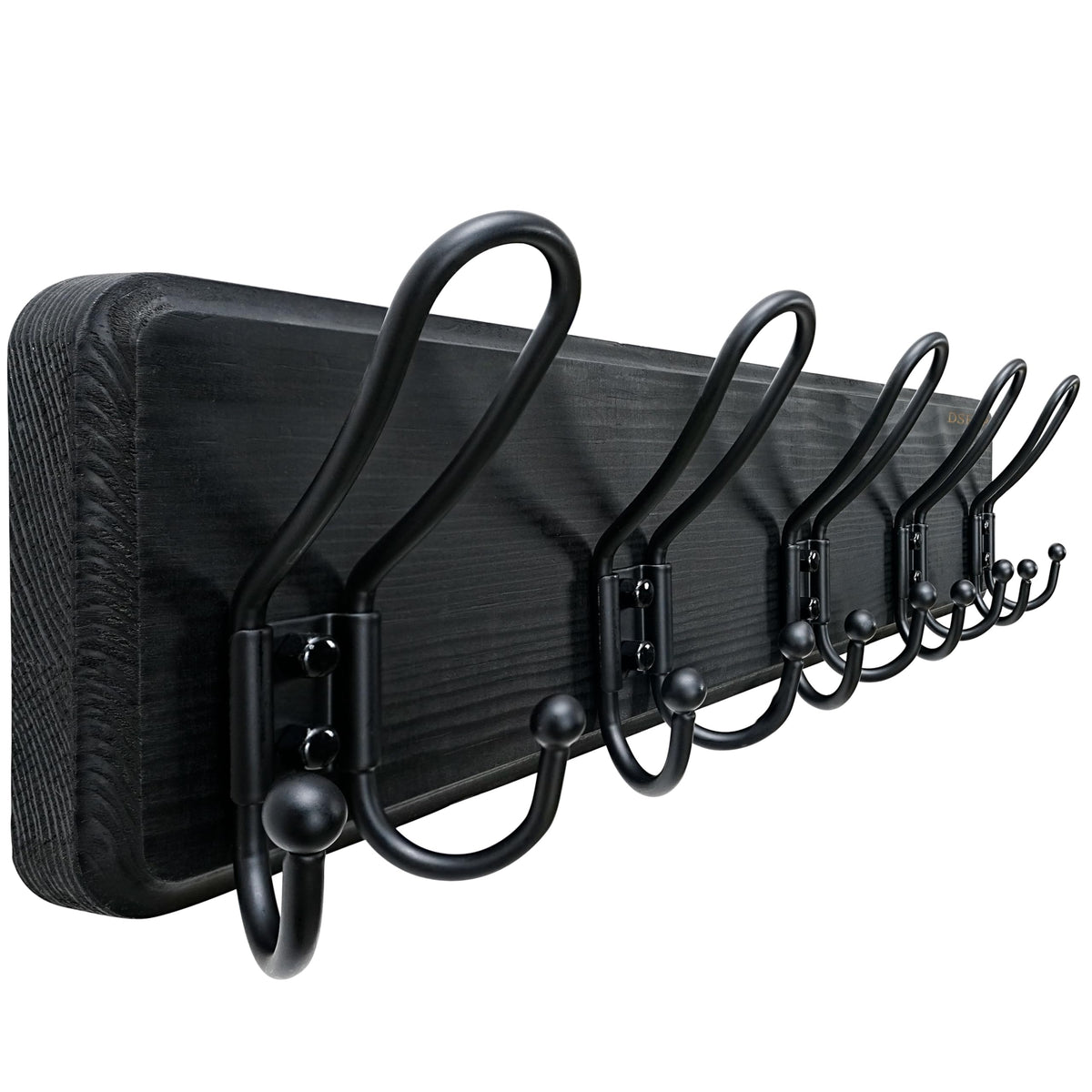 Dseap Coat Rack Wall Mounted - Heavy Duty Farmhouse Rustic Wall Coat Hanger with 5 Wire Hooks for Clothes Hat Jacket Towel, RusticWire, J1-5A, Black