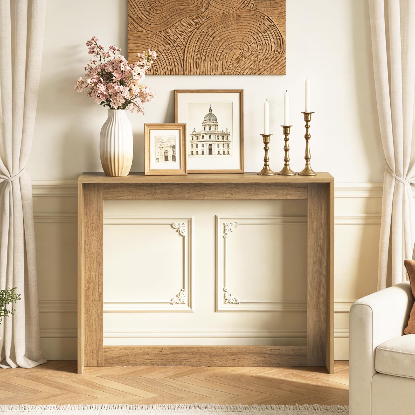 YATINEY 100 cm Farmhouse Console Table with Storage for Small Spaces