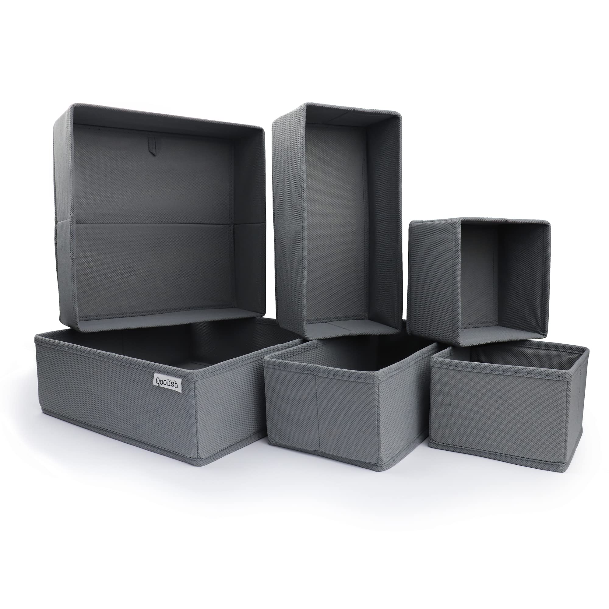 Qoolish Grey Drawer Organiser Set of 6 Sturdy Draw Organizer to sort Your bedroom
