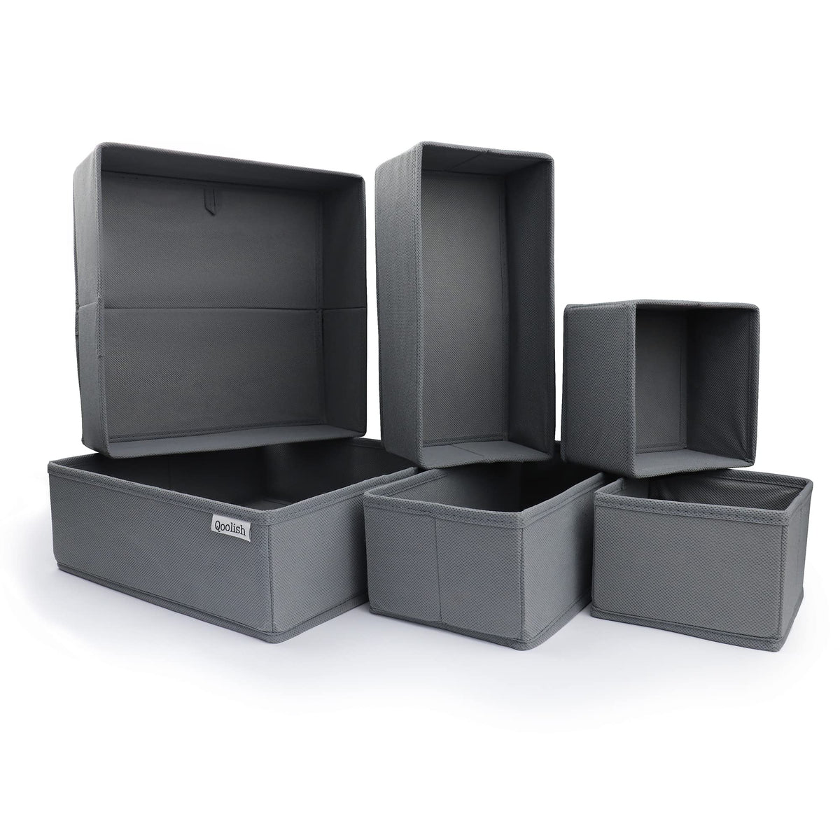 Qoolish Grey Drawer Organiser Set of 6 Sturdy Draw Organizer to sort Your bedroom