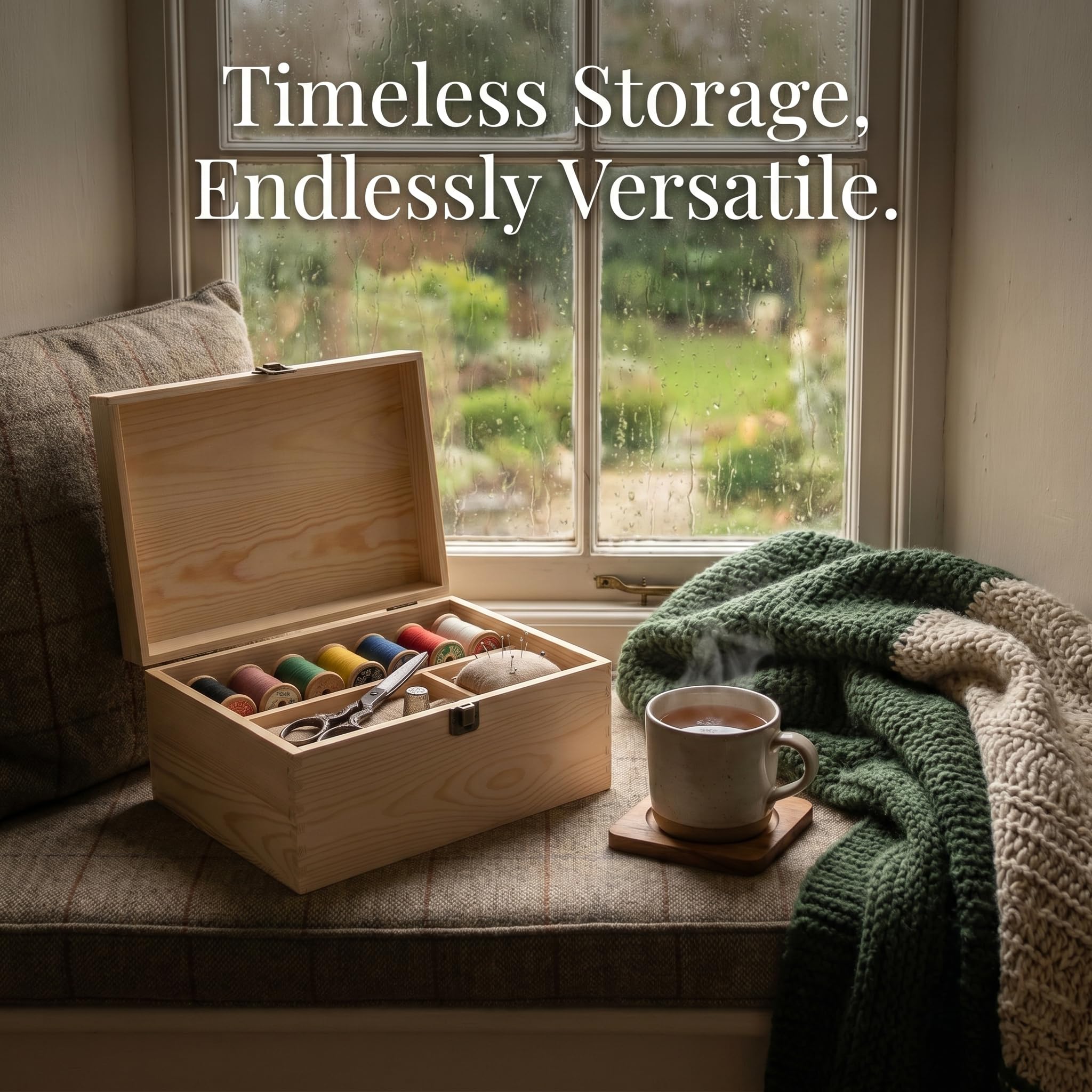 Lyyozwo Unfinished Wooden Box with Lid, Pine Wood Small Wood Crate Boxes, 30 x 20 x 15 cm Wooden Box with Hinged Lid & Locking Clasp for Home Table