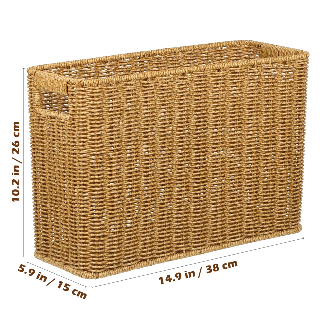 Alipis Woven Storage Basket Rattan Style Desktop Organizer with Hollow Handles Large Capacity Storage Box for Home Supplies and Sundries