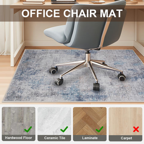 Office Chair Mat 90 x 120 cm, Floor Protector for Office Chair, Anti-Slip