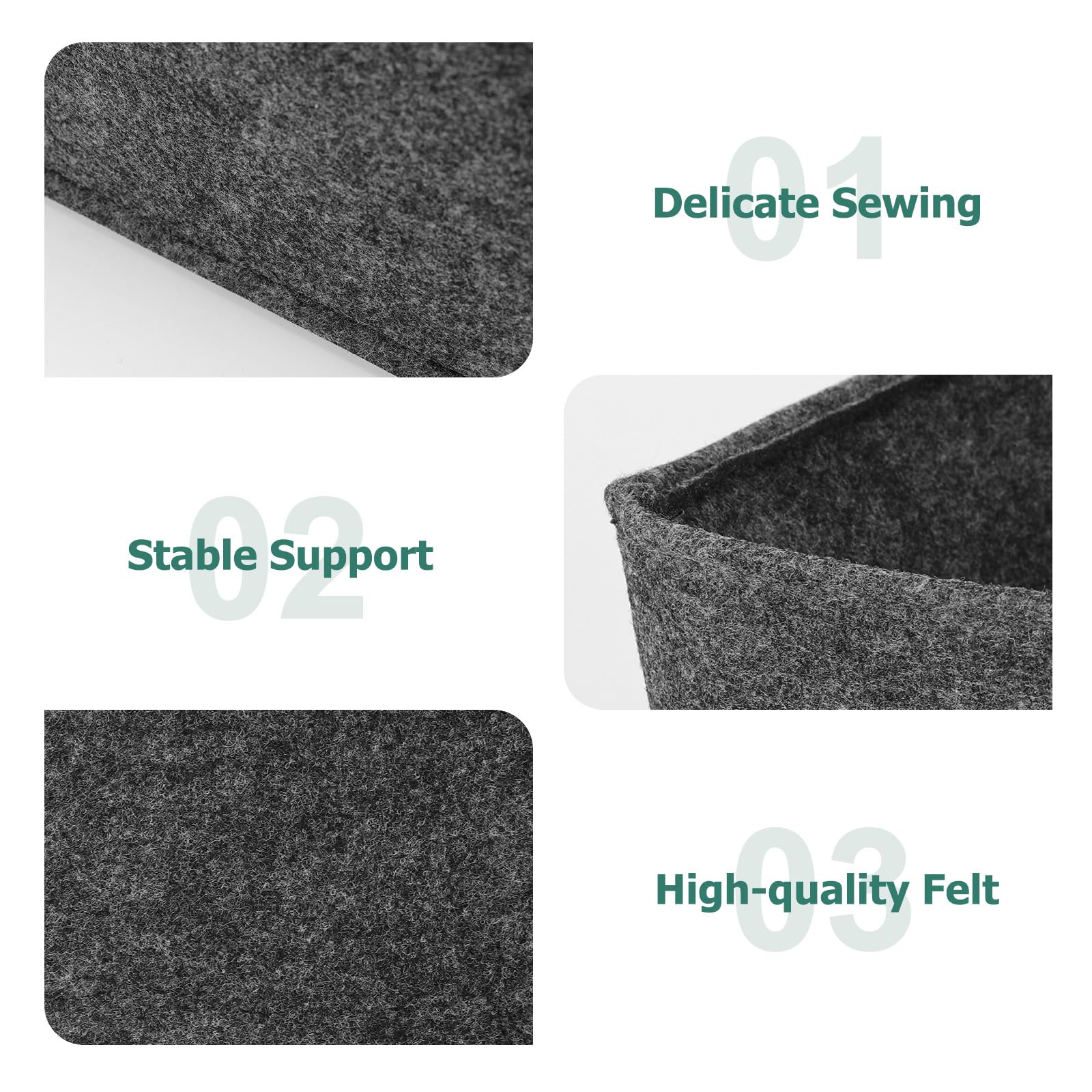 Felt Basket Storage, 2 Pack Foldable Felt Storage Boxes with Handle