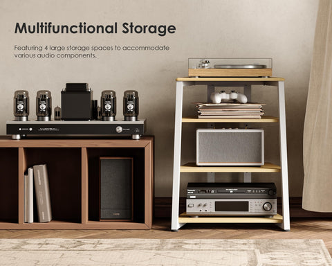 FITUEYES HIFI Stand Record Player Stand, Load Capacity 50KG, Nature