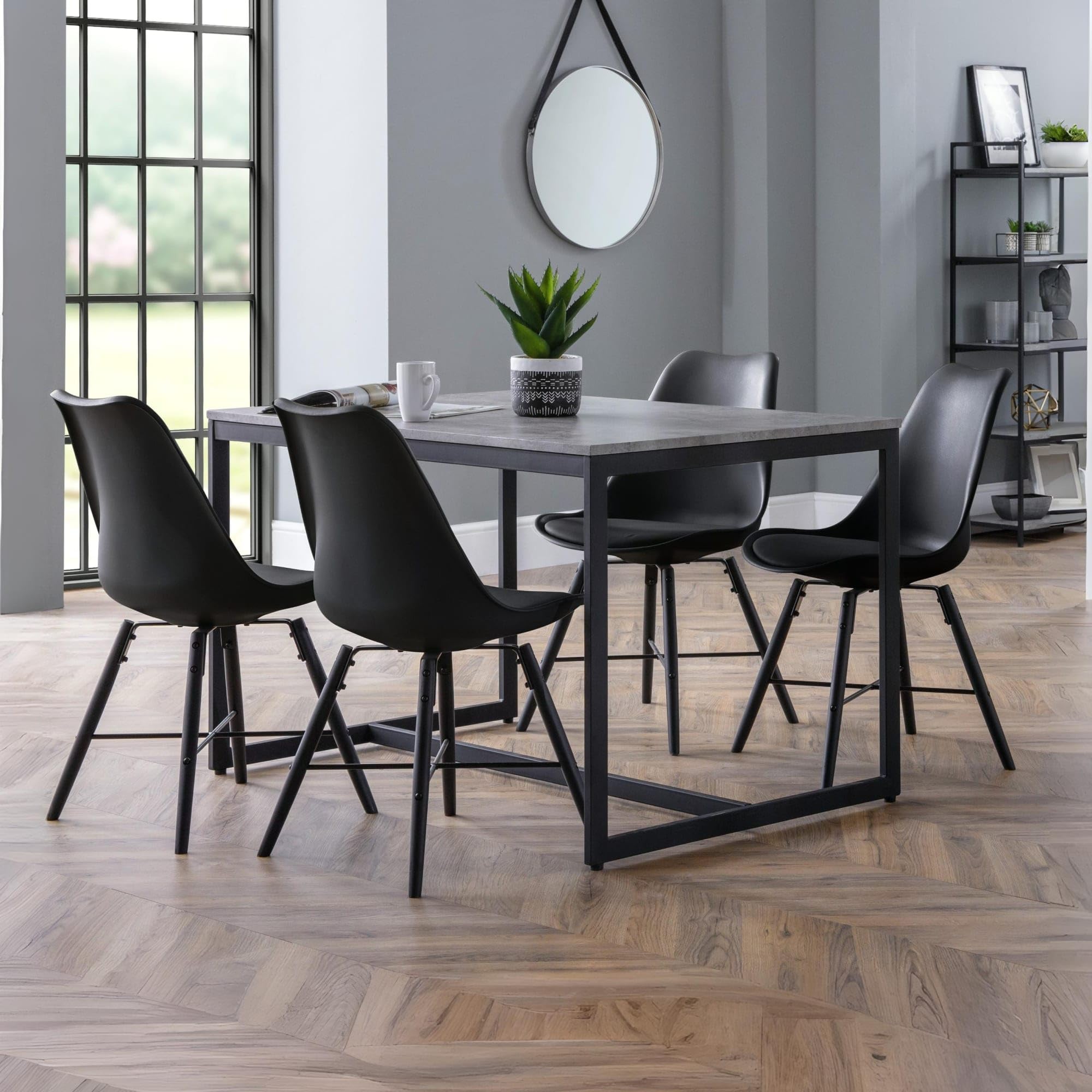 Julian Bowen Kari Dining Chairs, Set of 2, Faux Leather Black - H83 x D54cm