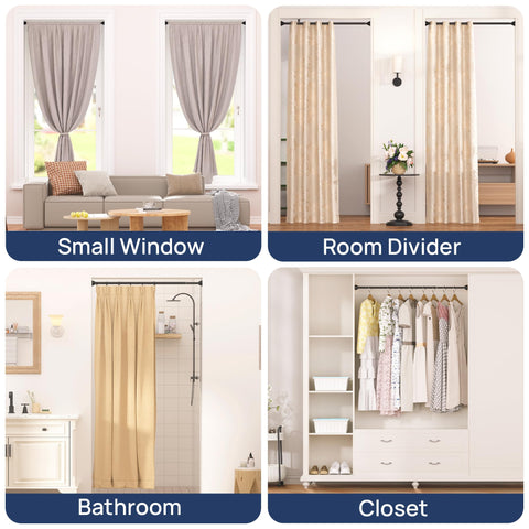 Matte Black Extendable Curtain Poles Shower Curtain Rod 81-137cm Tension Pole No Drilling, Never Rust Non-Slip Telescopic Pole for Clothes