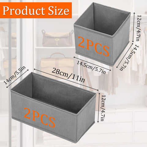 X-YSUNEAS Collapsible Fabric Storage Organizer Bins, 2 Size Foldable Closet Drawer Storage Boxes, 28×14×12cm & 14.5×14.5×12cm