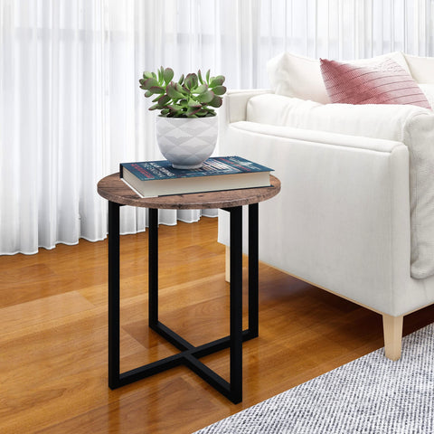 HOMERECOMMEND Round Side Table, End Table, Sofa Side Table,Coffee Table Rustic Nightstand Industrial Versatile End Table for Living Room,Brown