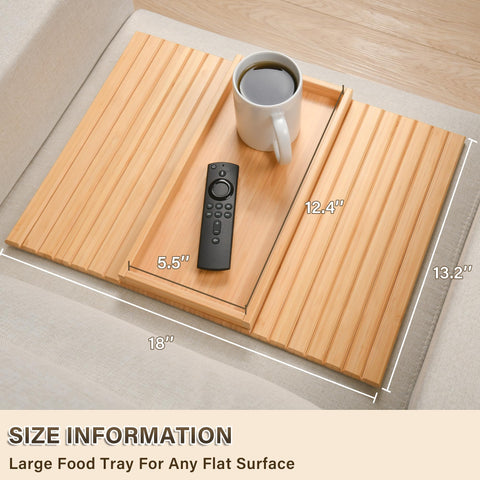 WGNIVOROUS Natural Bamboo Sofa Arm Tray, Armchair Tray, Adjustable Sofa Support, Sofa Side Table for Remote Control, Drink, Snacks, Magazine