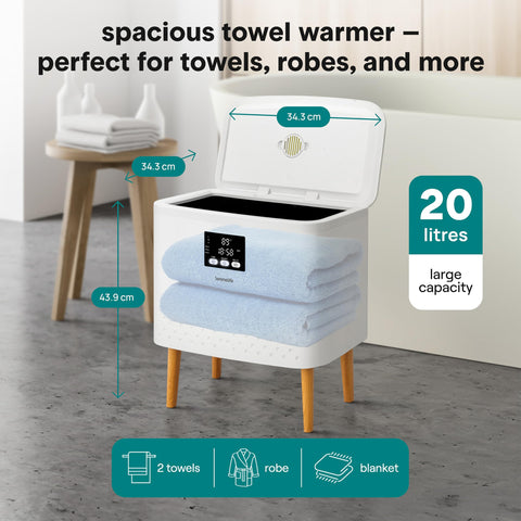 SereneLife Towel Warmer 20L Bucket – Wi-Fi Heater, Large Capacity Hot Spa & Blanket Warmer with Auto Shut Off, Energy Efficient, White