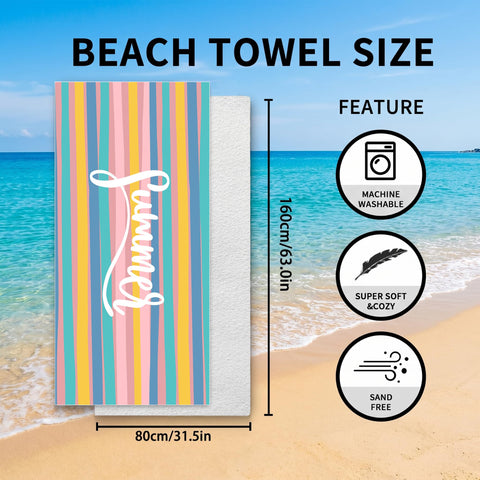 Microfibre Beach Towel Extra Large 160x80cm – Oversized Sand Free Quick Dry Beach Towels for Adults