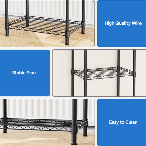 M MZG Storage Shelves 3 Tier Heavy Duty Metal Storage Unit With Levelling Feet Organizer for Garage, Laundry, Kitchen 30 x 45 x 73.2 cm Black