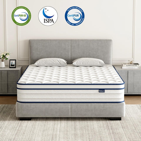 Mellsom King Mattress, Memory Foam 7-Zone Pocket Spring hybrid Mattress