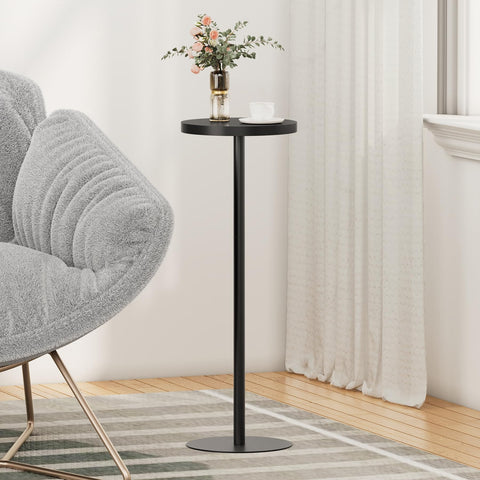 TUTOTAK Tall Round Side Table, Small End Table, Set of 2, Drink Table, Pedestal Side Table, livingroom, Black V1TB01BK0652EU