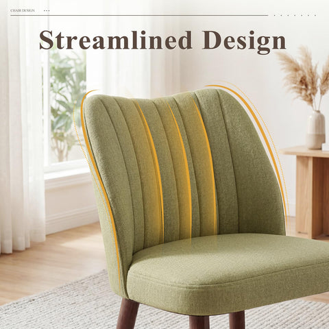 MALOL Upholstered Dining Chairs Set of 2, Fabric Chairs for Dining Room with Solid Wood Legs and Thick Seat Cushion