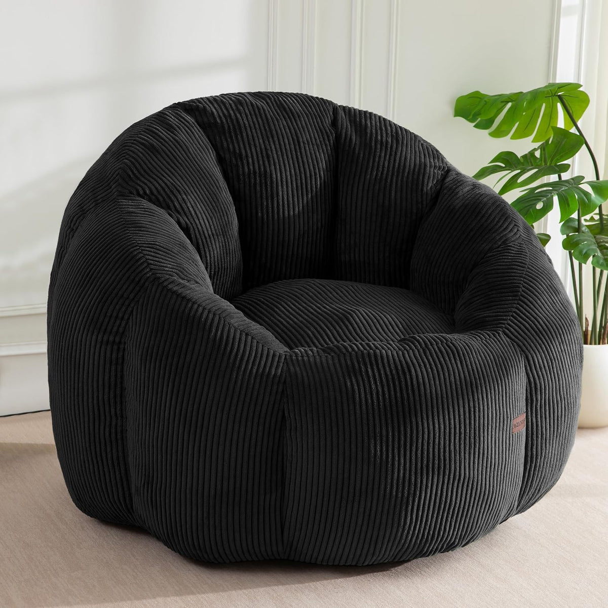 MAXYOYO Bean Bag Chair,Pumpkin Shaped Bean Bag Sofa Includes Filling,Comfy Corduroy Beanbag Sofa for Living Room Bedroom