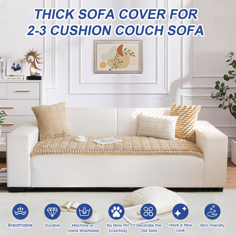 GKXLH New Thick Non-slip Sofa Cover 2 3 4 Seater (Light Coffee, 70x150cm)