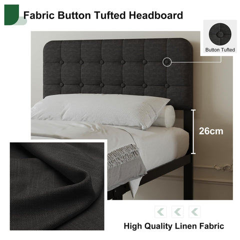 EMODA Small Single Bed Frame with Upholstered Headboard and Footboard