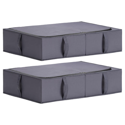 TYEERS Under Bed Storage Box with Lid, Durable Fabric, Washable, Collapsible, Under Bed Storage for Clothes, Blankets, Sheets, Shoes, 70x42x18 cm