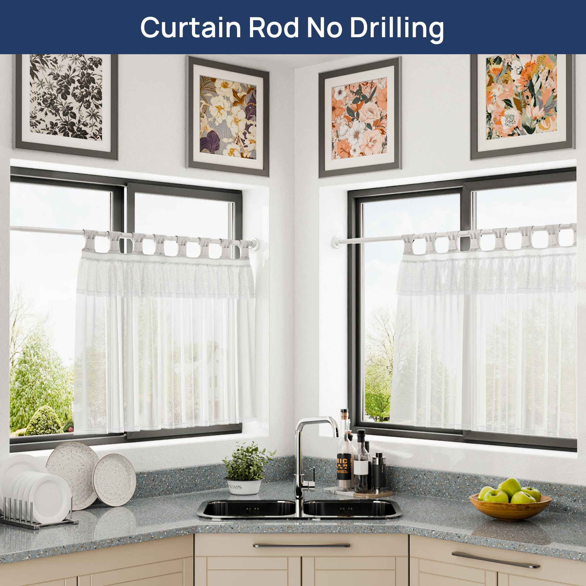 ENJOYBASICS Extendable Curtain Poles Shower Curtain Rod 81-137cm Tension Pole No Drilling, Never Rust Non-Slip Telescopic Pole for Clothes