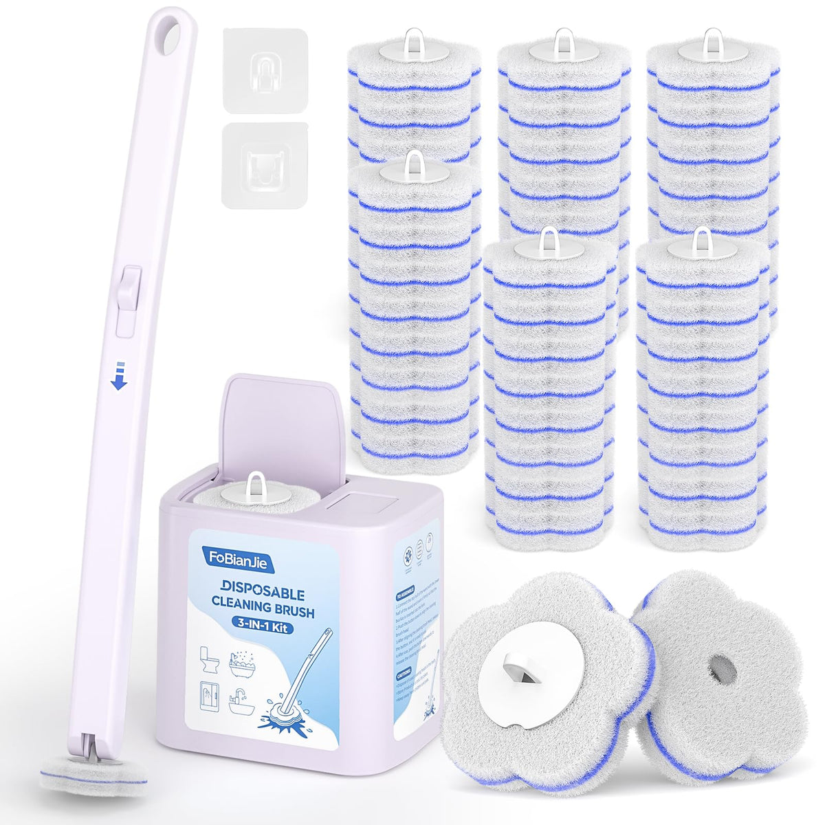 Disposable Toilet Brush, Toilet Brushes & Holders with 48 Cleaner Refills