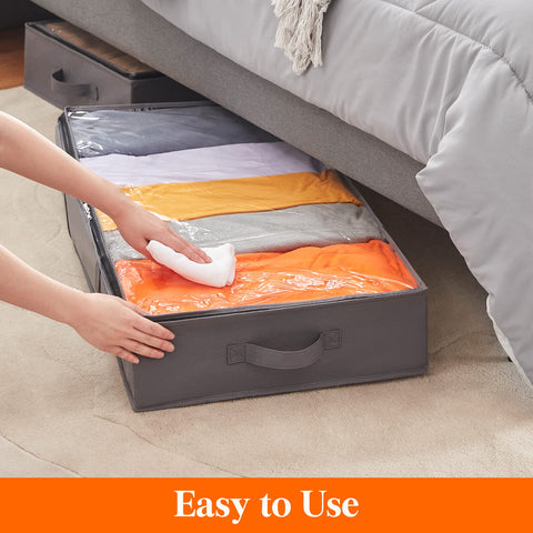 Lifewit 2 Pack 65L Under Bed Storage, Underbed Storage Boxes with Lid Clothes Storage Bag Wardrobe Storage Organiser with Reinforced Handle