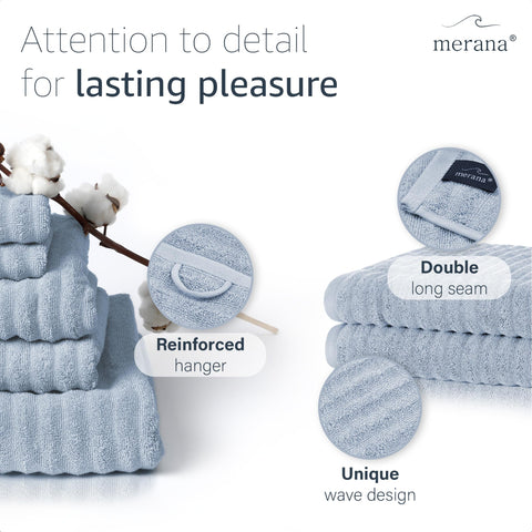Merana OSLO towel set | quick-drying, soft & lint-free | terry luxury quality | 100% cotton terrycloth | OEKO-TEX | 590 GSM | gift set | Light blue