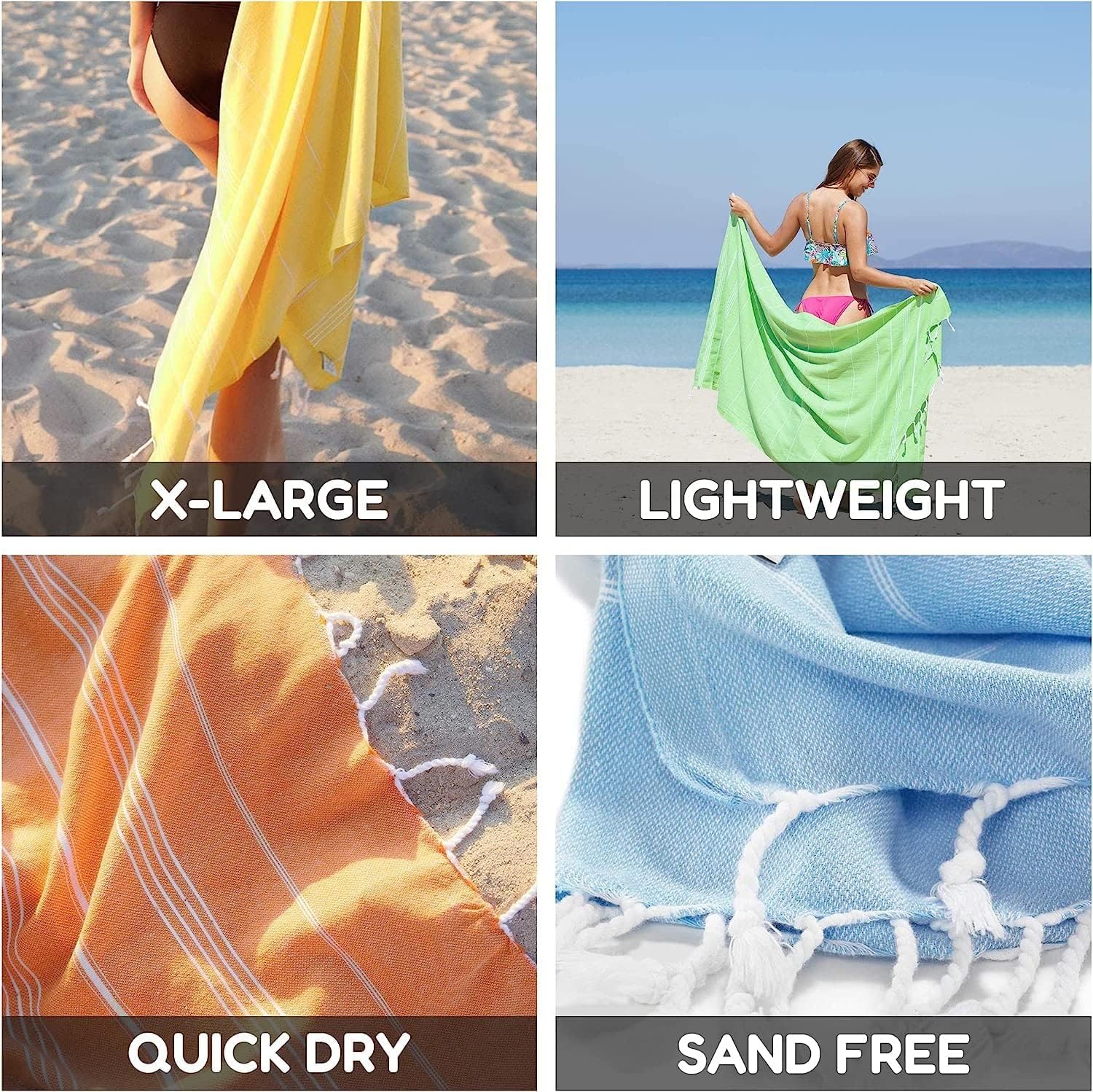KZY LONDON Beach Towel - Large Turkish Beach Towels for Camping, Swimming, Bath, Gym, Picnic - Quick Dry, Super Absorbent, Lightweight