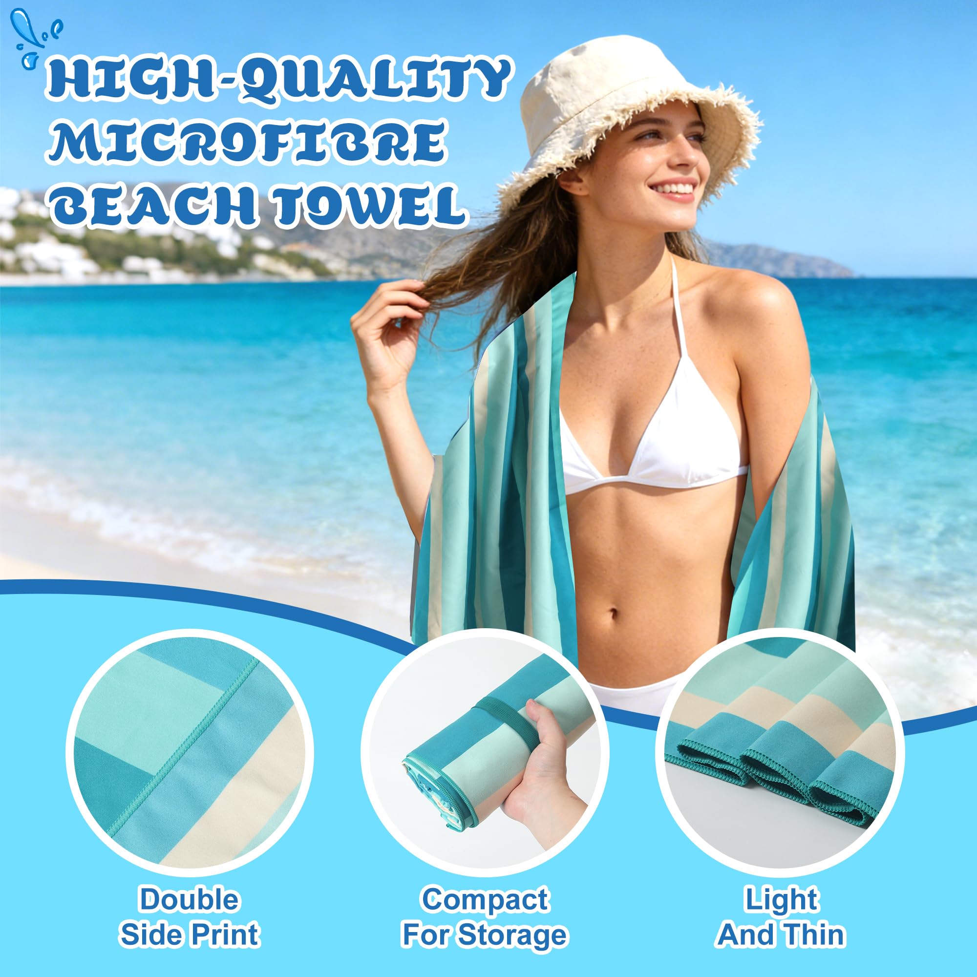Anavasi Microfibre Beach Towels for Adults, 1 Pack 180 x 90cm 100% Recycled