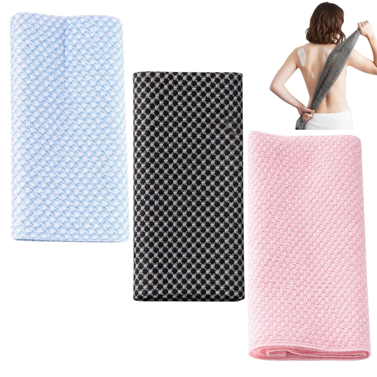 GxouQcn Rxfoliating Towel, 3 Pcs Deep Skin Exfoliation for Gentle Cleansing, Spa-Like Bathing Experience Shower Towels, for Body Face