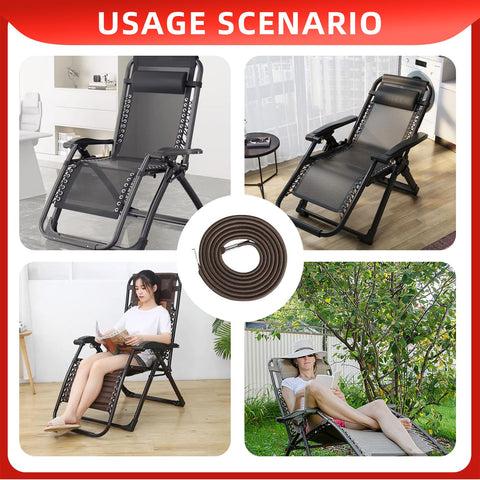 Tholire Universal Zero Gravity Chair Replacement Cord Kit - 4 Pack Elastic Repair Straps for Outdoor Recliners, Sun Loungers, and Anti-Gravity Chairs