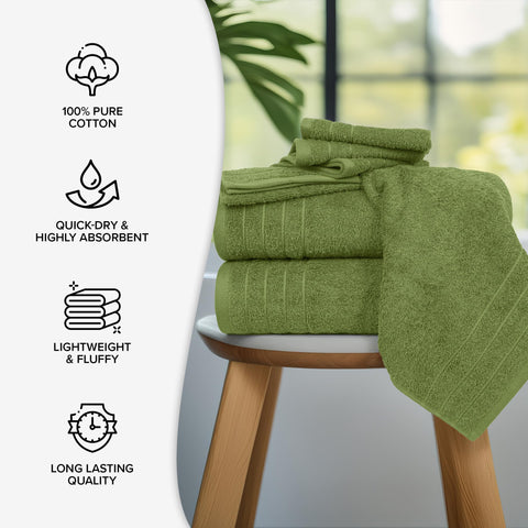 100% Cotton 8 Piece Towel Bale Set - Luxury Bathroom Towels (Forest Green)