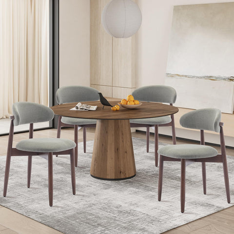 COLAMY Modern Dining Chairs Set with Wooden Legs – Upholstered Fabric Dining Room Chairs with Curved Backrest, Soft Cushion Seat