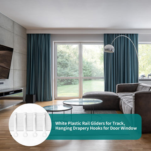 AZKEEGREY White Plastic Curtain Track Gliders Hooks, 300 Pcs