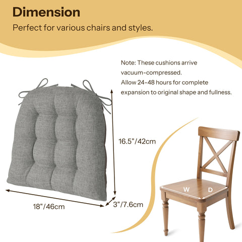 FlyGulls Chair Cushions for Dining Chairs Set of 2 46x42x7.6 cm Light Grey