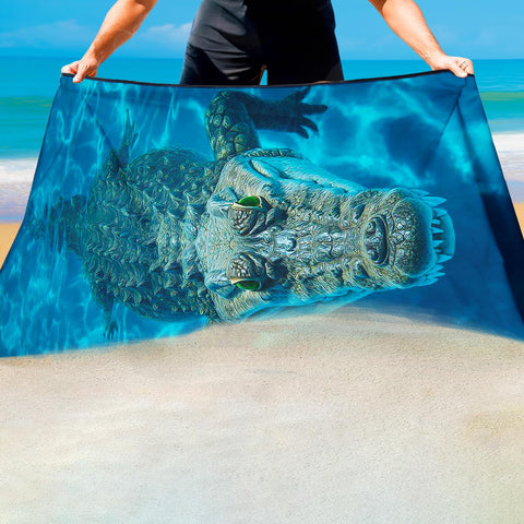 Violetpos Underwater Crocodile Beach Towel, Extra Large 180x90 cm 250GSM Microfibre, Sand Free Quick Dry