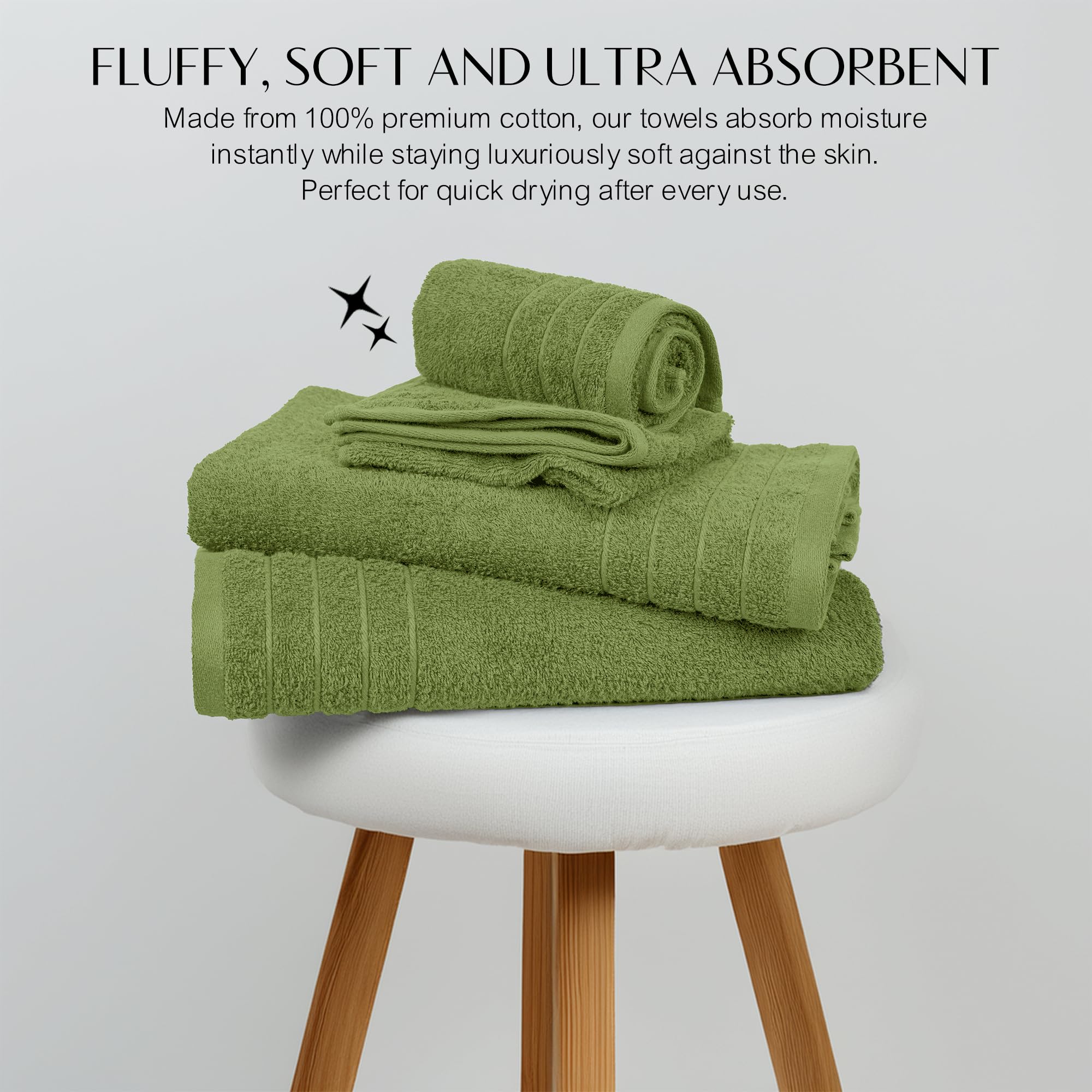 100% Cotton 8 Piece Towel Bale Set - Luxury Bathroom Towels (Forest Green)