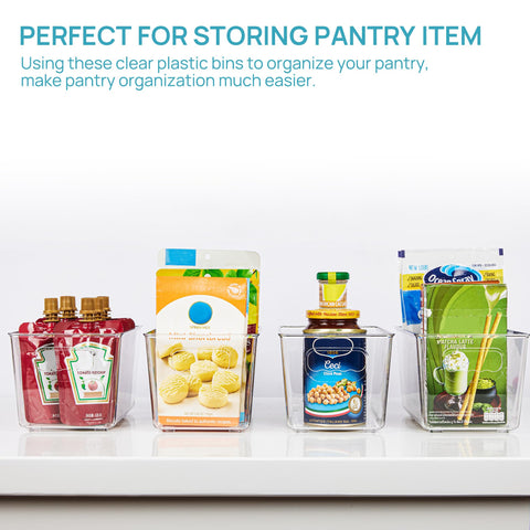 Vtopmart Clear Plastic Pantry Organizer Bins, Cupboard Organizer 6 Pack