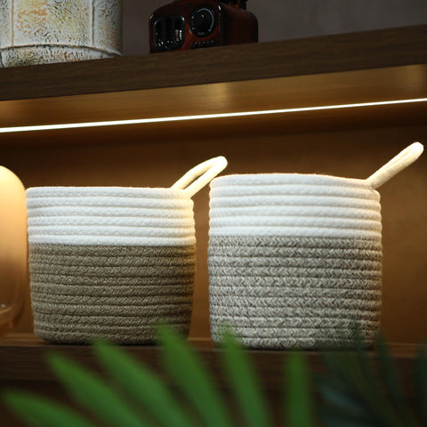 Sea Team Two Tone Hanging Cotton Rope Door Organiser Baskets