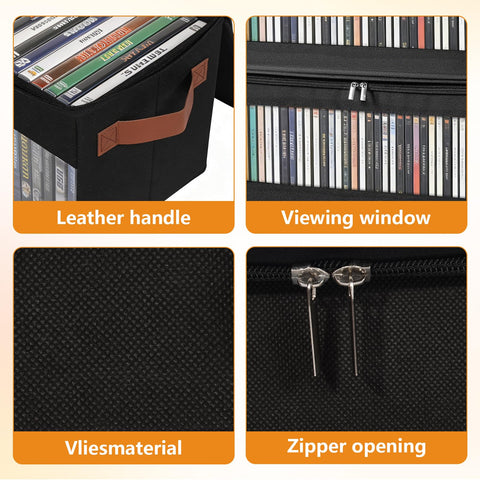 Aolawco 4 Pack DVD Storage Boxes,DVD Case Storage with Window and Handle