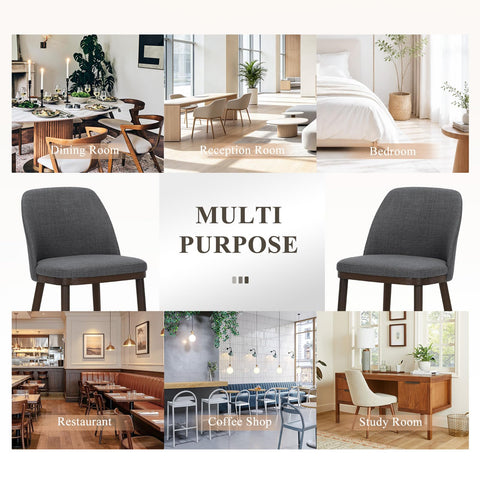 MALOL Thick Wood-base Dining Chairs Set of 6, Upholstered Kitchen Chairs with Solid Wood Legs and Thick Seat Cushion