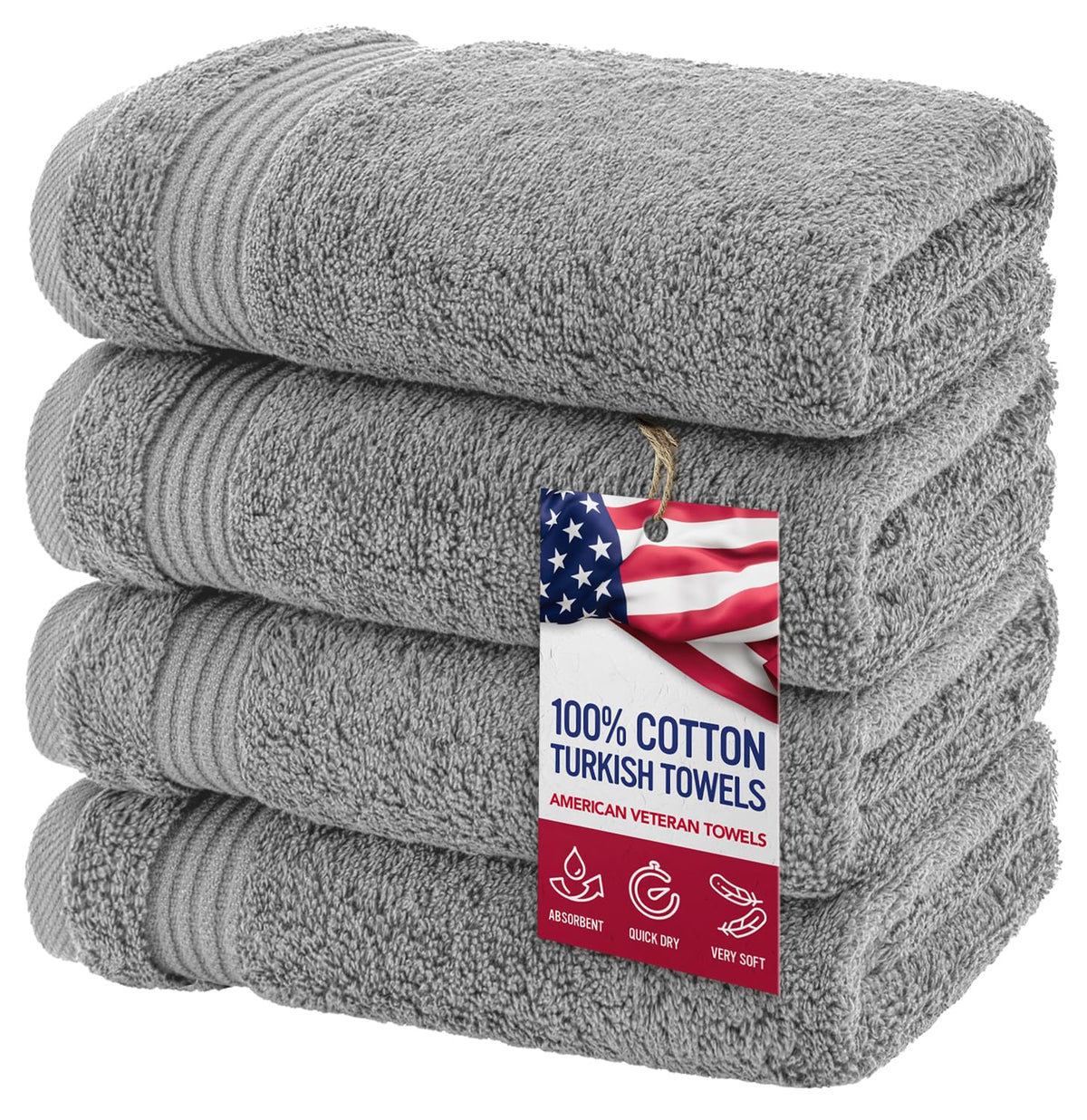 American Veteran Towel, Hand Towels for Bathroom Set of 4, 100% Cotton Turkish Hand Towel Sets Clearance Prime, Soft Hand Face Towels