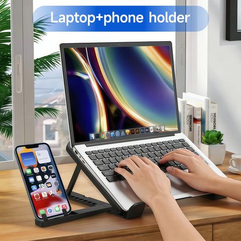 CHUNGG Adjustable Laptop Stand for Desk, Phone Holder, Foldable Portable Laptop Riser Holder Accessories