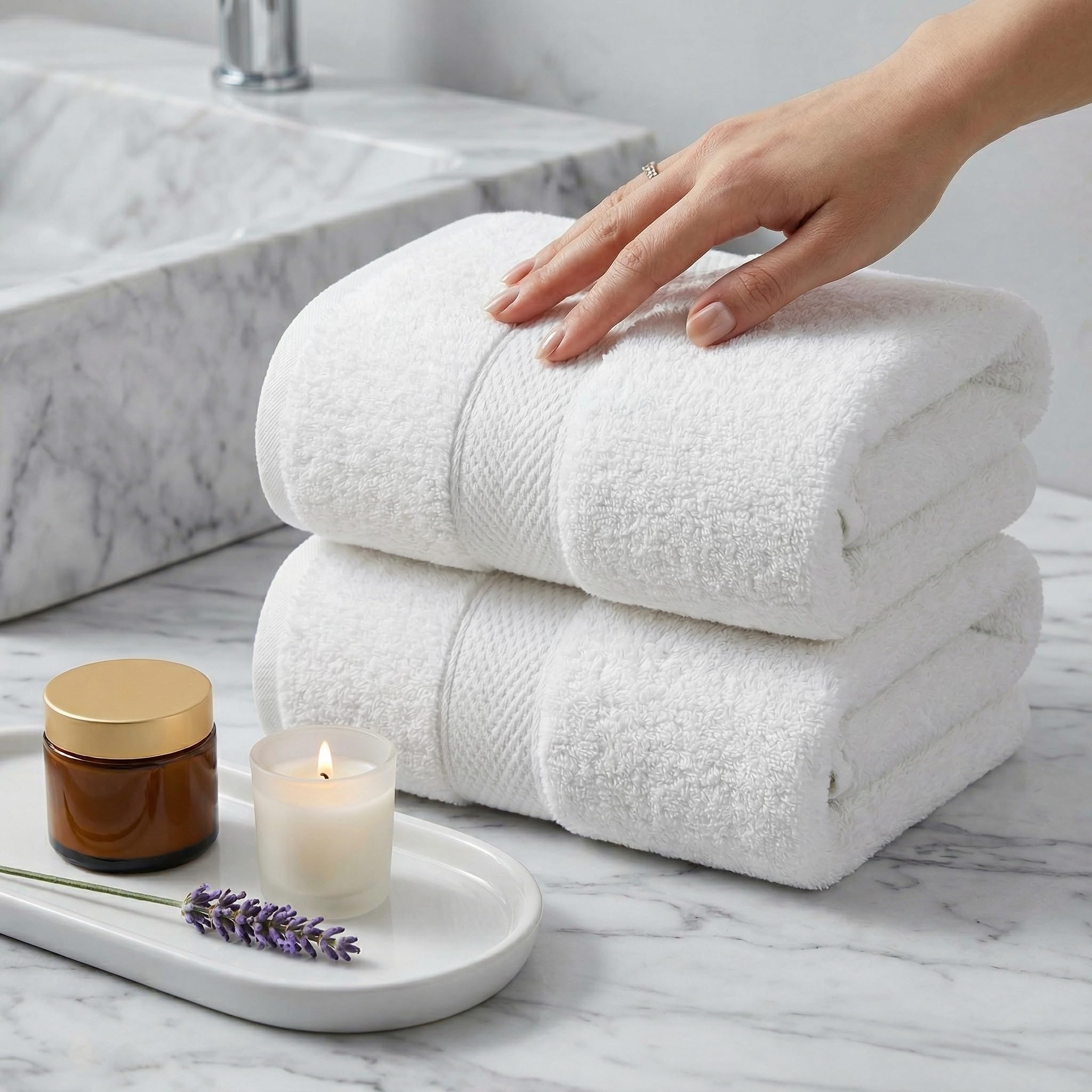MistyMorning Bath Towels Pack of 2, Extra Large (70x140cm), Luxury 100% Cotton 500GSM Super Soft & Highly Absorbent Quick Dry Luxury Bathroom Towels