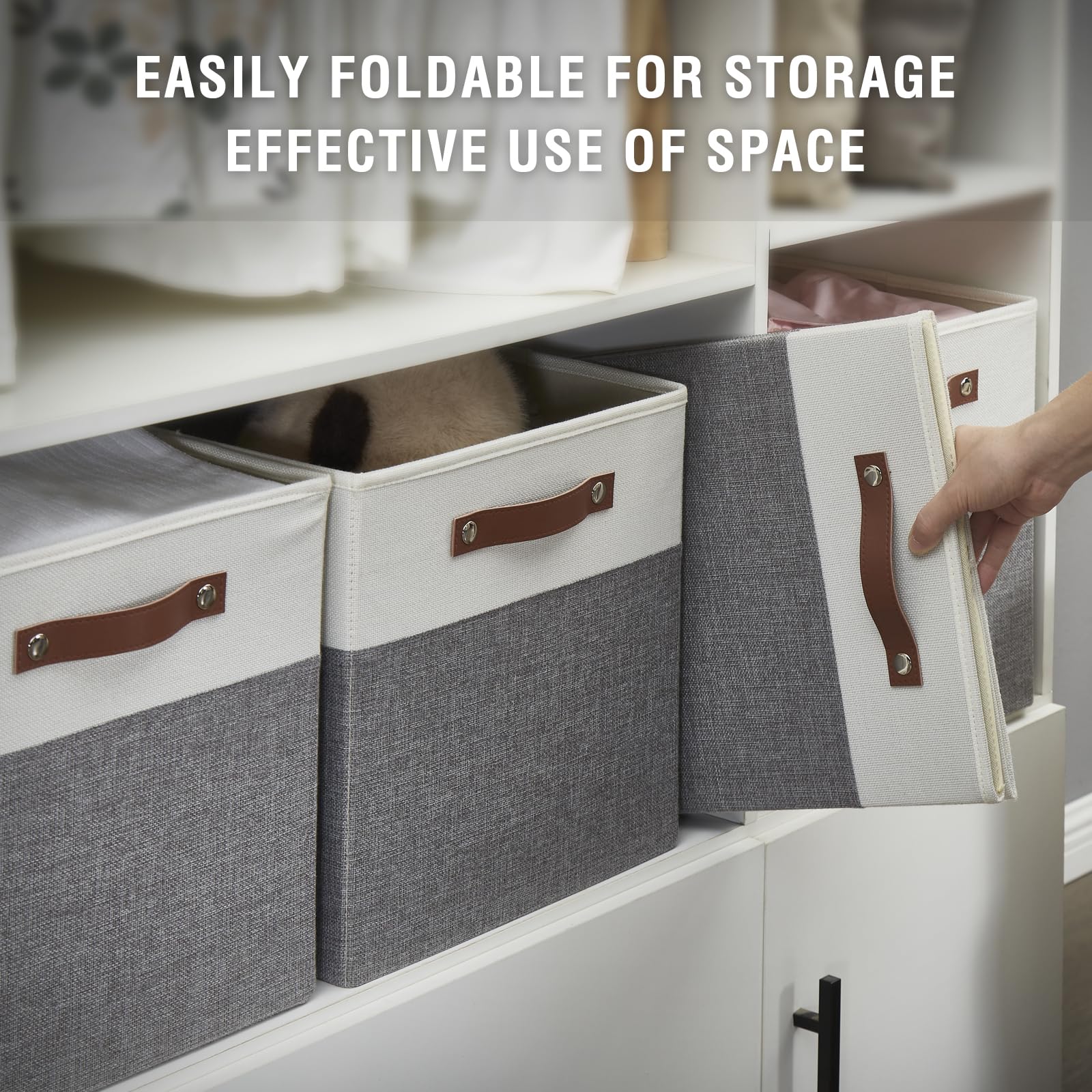 Bagnizer Collapsible Fabric Cube Storage Boxes, 33 x 33 x 33 cm, 4 Pack