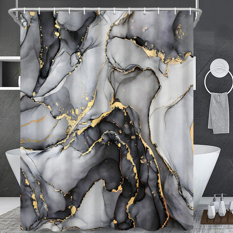 GCIREC Shower Curtain, 180x200cm, Gray Ombre Modern Abstract Art Marble Waterproof Fabric Machine Washable Bathroom Curtain with Hooks